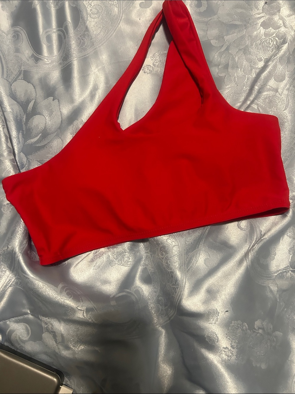 iHeartRaves Red One-Shoulder Bikini Top